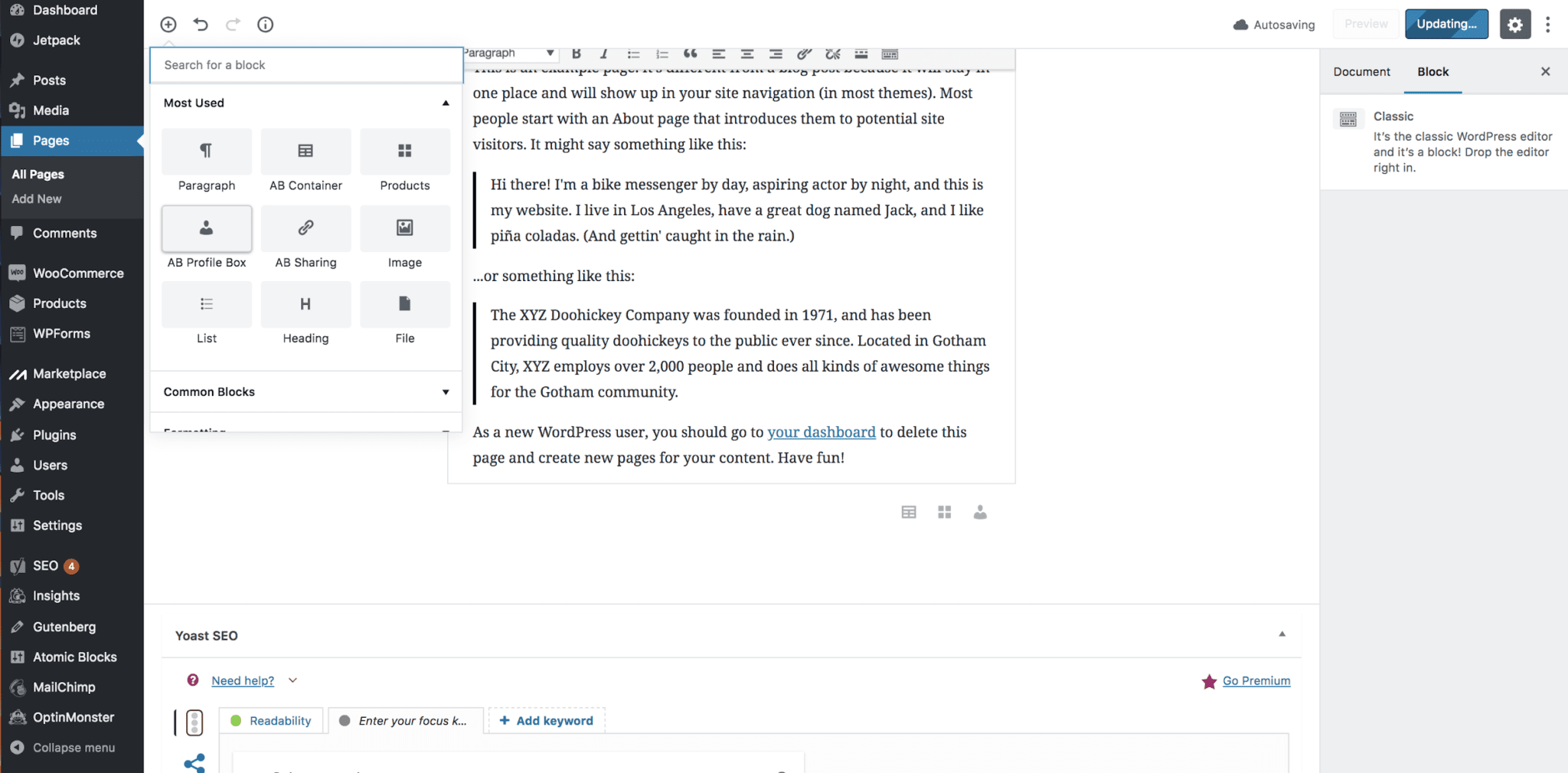 Using the Author Block in Gutenberg