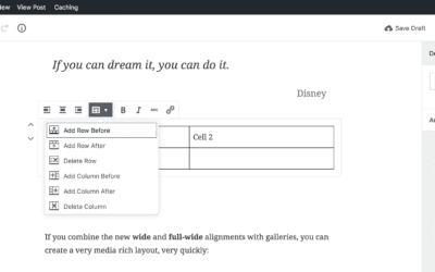 Adding a Table in Gutenberg