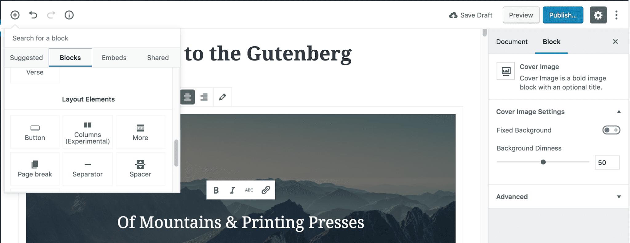 Adding a Button in Gutenberg