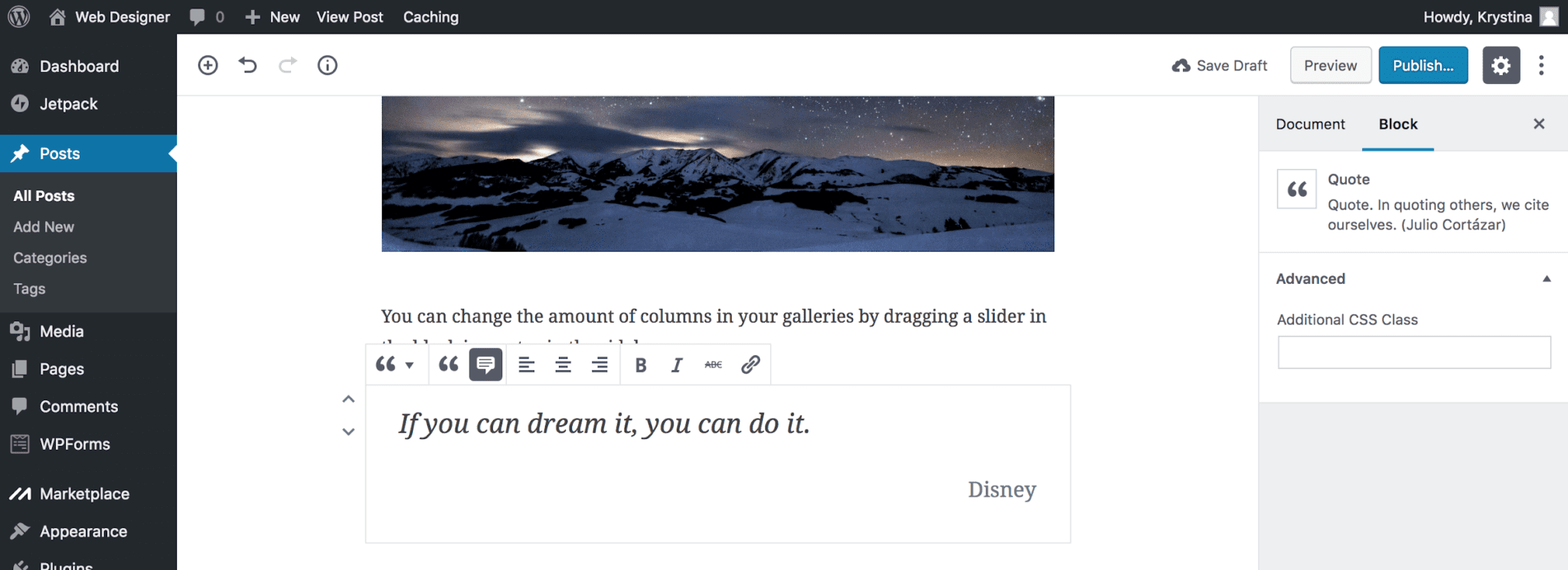 Adding pull quotes in Gutenberg