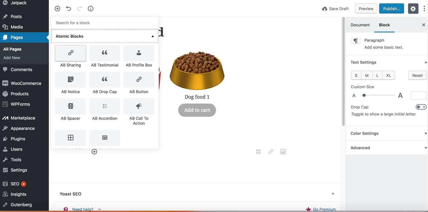 How to use Gutenberg Products Block