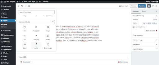 Adding an audio file in Gutenberg