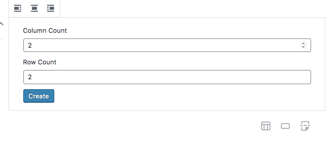Adding a table in Gutenberg