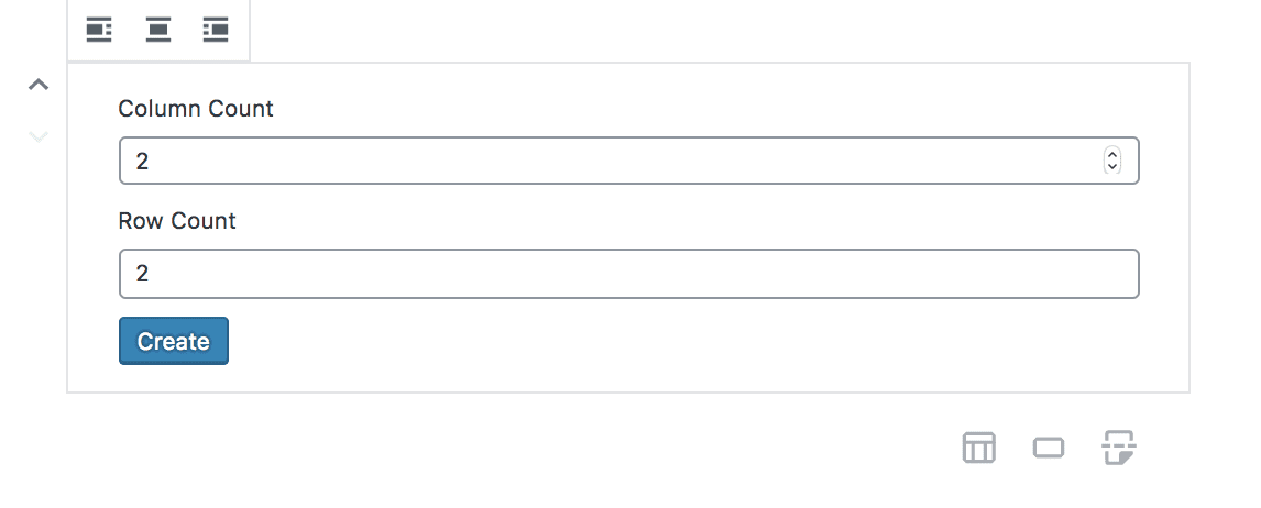 Adding a table in Gutenberg