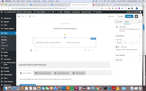 Multiple Columns in Gutenberg