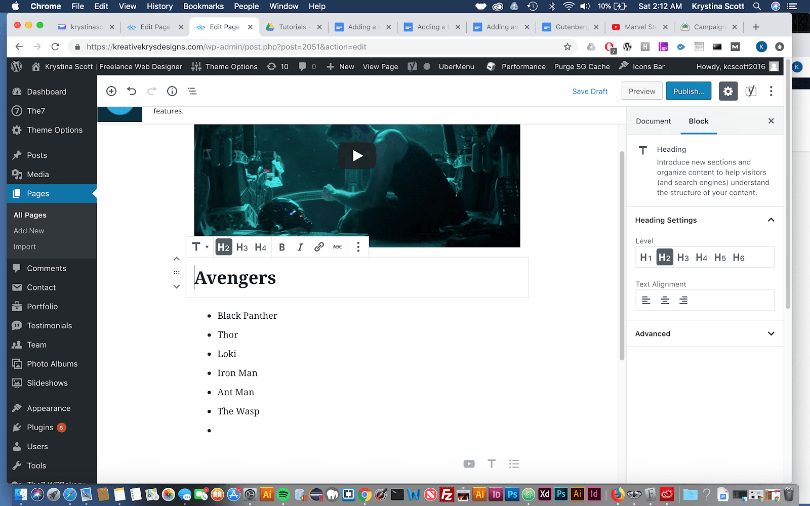 Adding a Heading to Gutenberg – WordPress 5.0