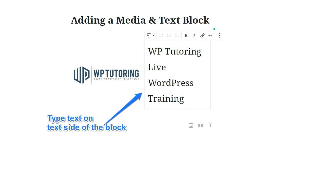 Adding a Media & Text Block in Gutenberg