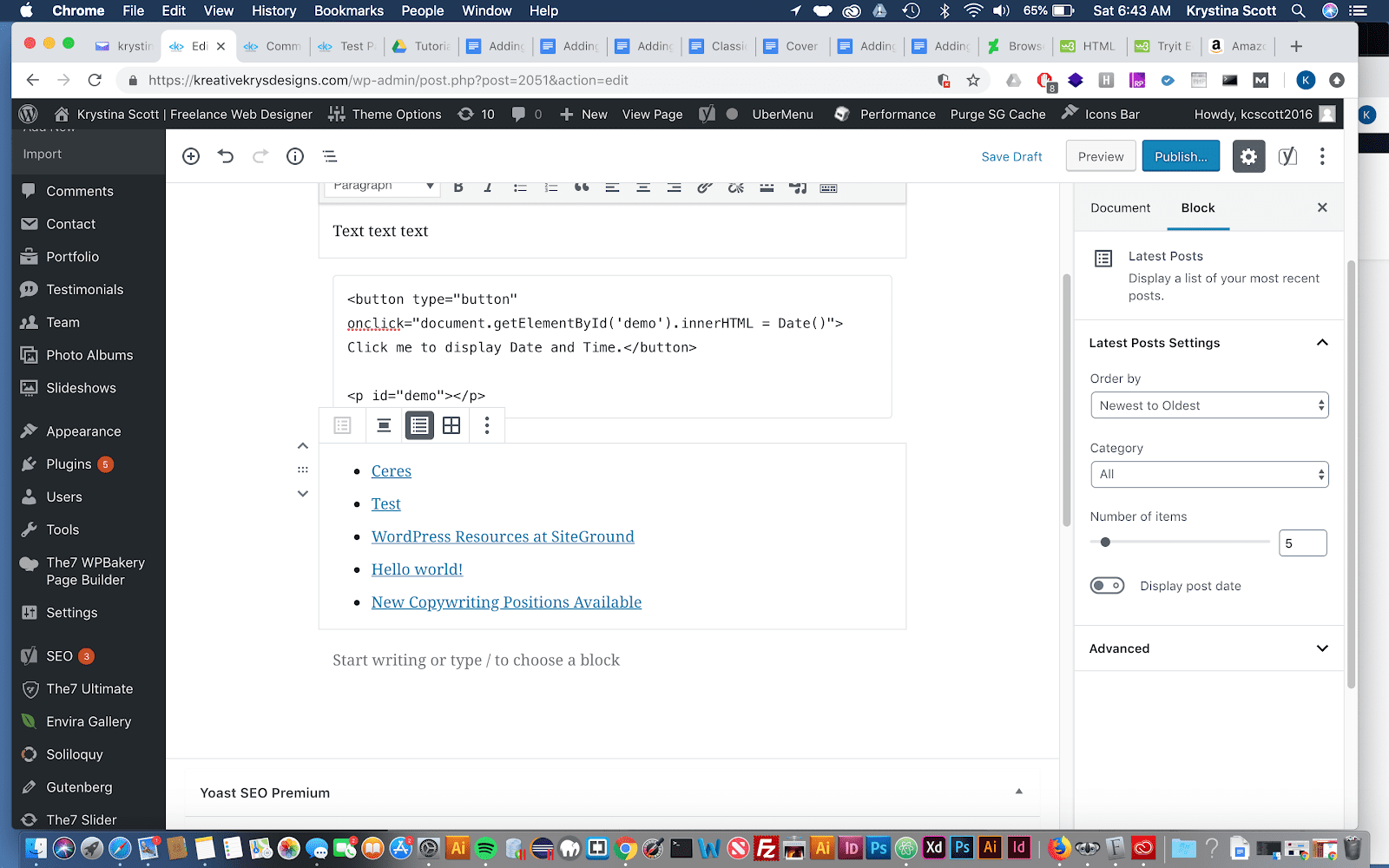 Adding the Latest Posts Block to Gutenberg- WordPress 5.0