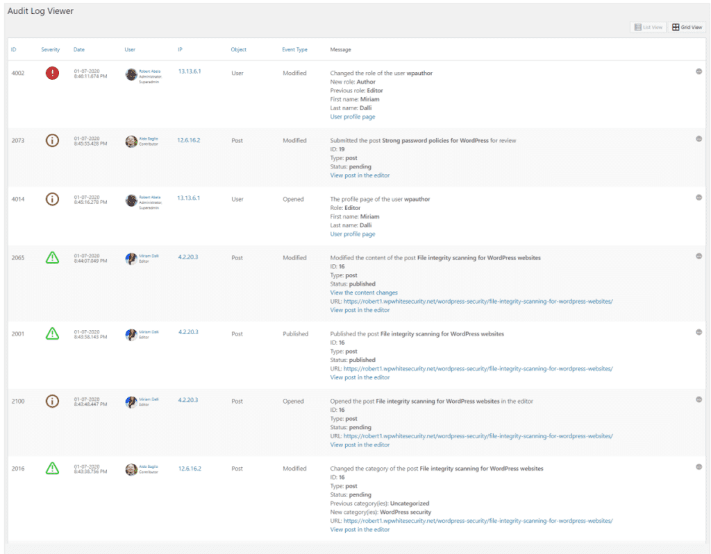 WordPress Audit Plugin
